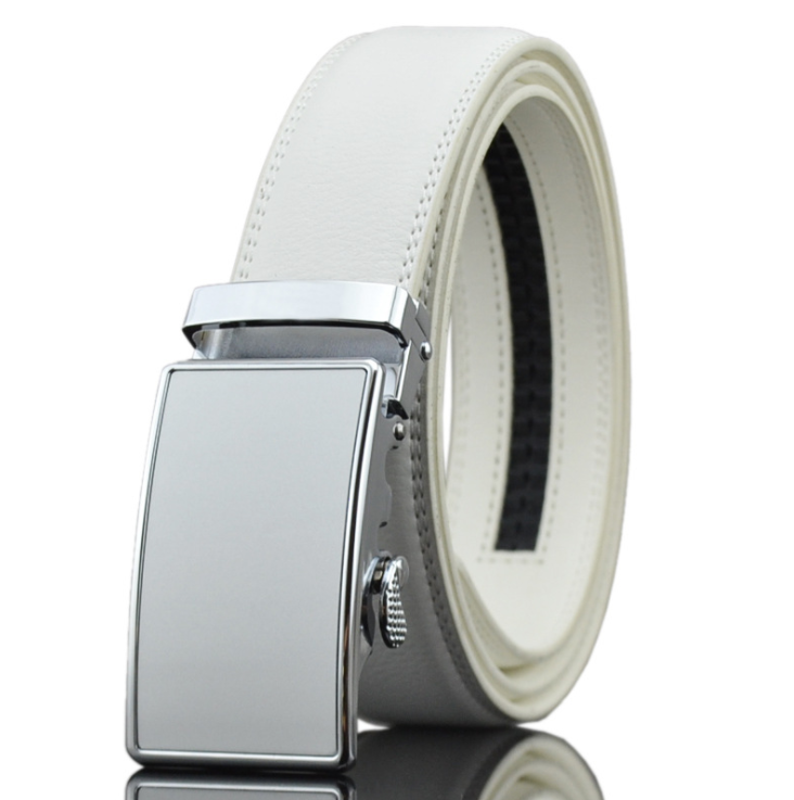 Amedeo Exclusive Men's White Belt Silver Buckle Leather - Amedeo Exclusive