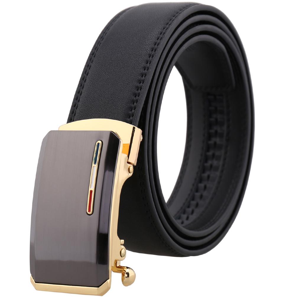 Amedeo Exclusive Men's Black Belt Brown Matte Buckle Leather - Amedeo Exclusive