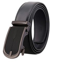 Amedeo Exclusive Men's Aligato Black Leather Belt - Amedeo Exclusive