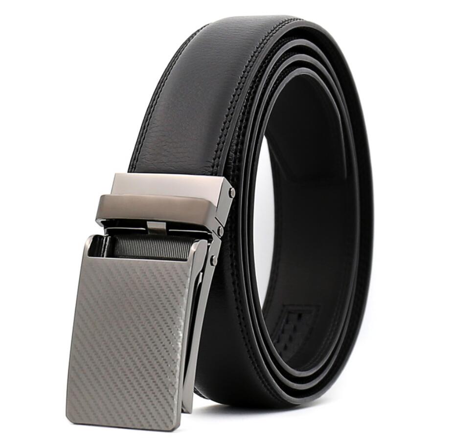 Amedeo Exclusive Men's Silver Dot Slide Buckle Black Leather Belt - Amedeo Exclusive