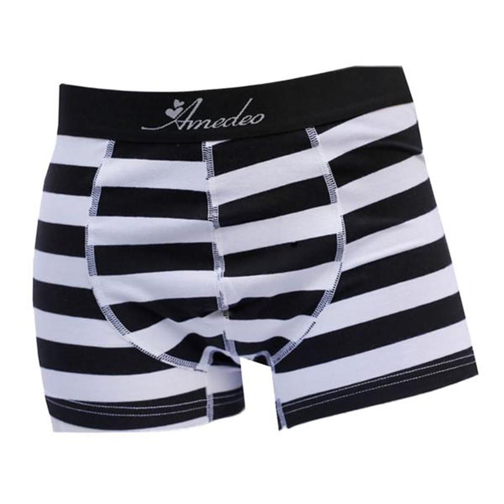 Black & White Striped Mens Boxer Briefs - Cotton Underwear Trunk for Men - Amedeo Exclusive