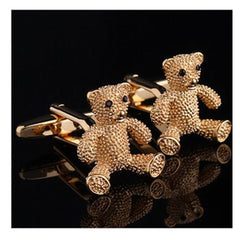 Mens Stainless Steel Gold Bears Cufflinks for Shirt with Box - Hand Crafted Perfect Gift - Amedeo Exclusive