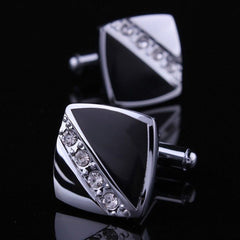 Mens Stainless Steel Square Cubic Zirconia Cufflinks for Shirt with Box - Hand Crafted Perfect Gift - Amedeo Exclusive