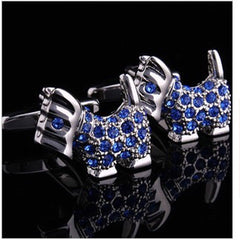 Mens Stainless Steel Silver & Blue Dogs Cufflinks for Shirt with Box - Hand Crafted Perfect Gift - Amedeo Exclusive