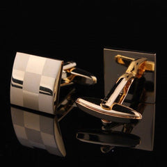 Mens Stainless Steel Gold Square Cufflinks for Shirt with Box - Hand Crafted Perfect Gift - Amedeo Exclusive