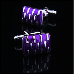 Men's Stainless Steel Silver with purple rectangular stone Cufflinks with Box - Amedeo Exclusive