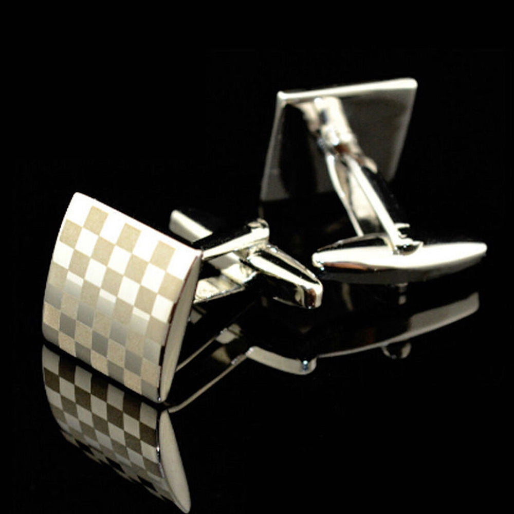 Mens Stainless Steel Silver Squares Cufflinks for Shirt with Box - Hand Crafted Perfect Gift - Amedeo Exclusive