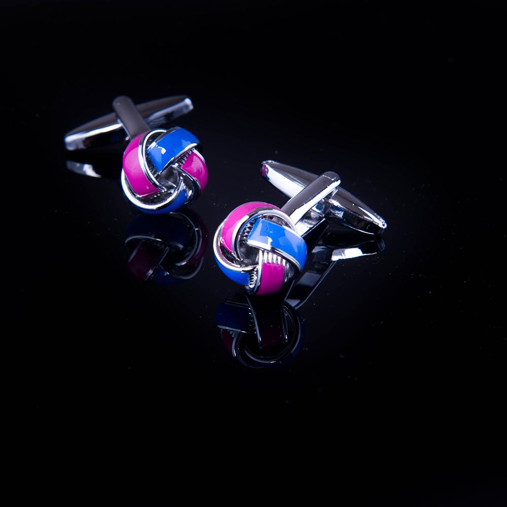 Men's Stainless Steel Blue and Pink Knots Cufflinks with Box - Amedeo Exclusive