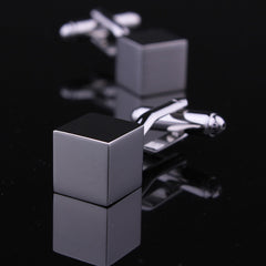 Mens Stainless Steel Sold Silver Cubes Cufflinks for Shirt with Box - Hand Crafted Perfect Gift - Amedeo Exclusive