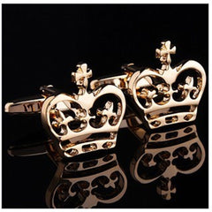 Men's Stainless Steel Gold Crowns Cufflinks with Box - Amedeo Exclusive