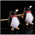 Mens Stainless Steel Gold Penguins Cufflinks for Shirt with Box - Hand Crafted Perfect Gift - Amedeo Exclusive