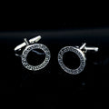 Men's Stainless Steel Round Greek Cufflinks with Box - Amedeo Exclusive