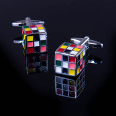 Men's Stainless Steel Colorful Cube Cufflinks with Box - Amedeo Exclusive