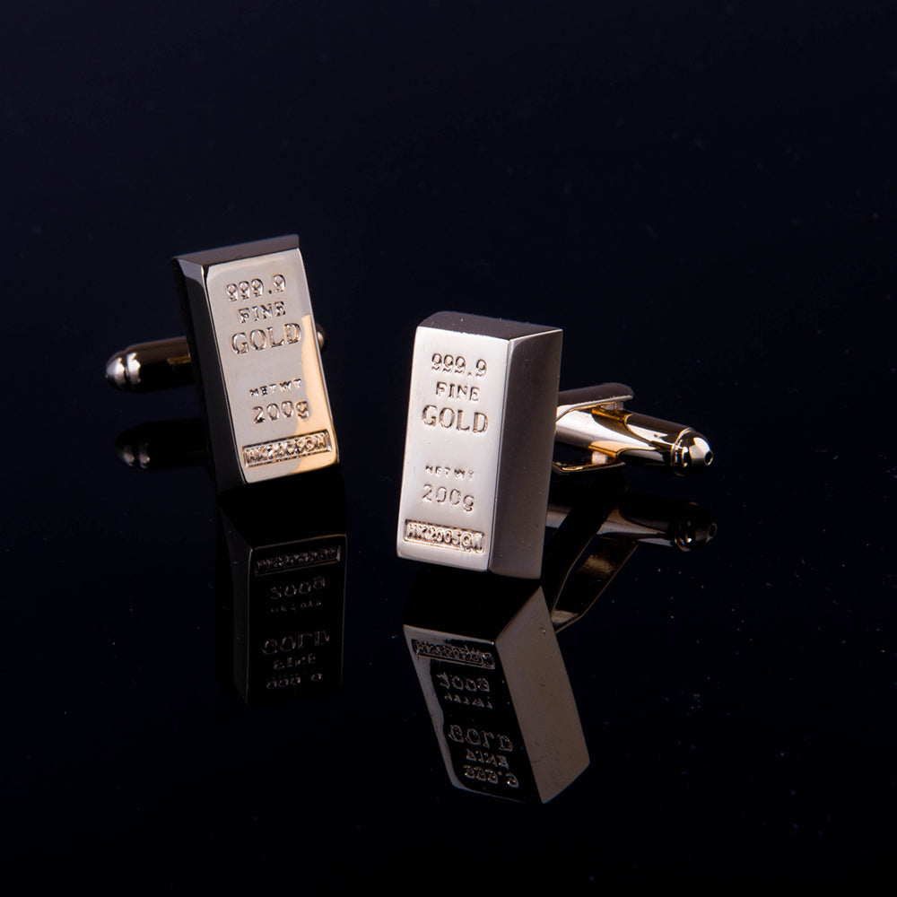 Men's Stainless Steel Gold Bar Cufflinks with Box - Amedeo Exclusive
