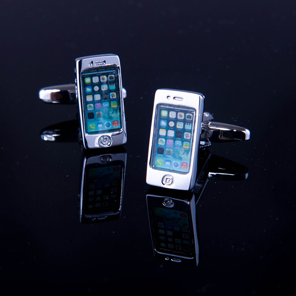 Men's Stainless Steel Cell Phone Cufflinks with Box - Amedeo Exclusive
