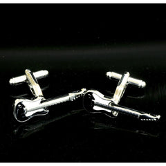 Men's Stainless Steel Black and White Guitars Cufflinks with Box - Amedeo Exclusive