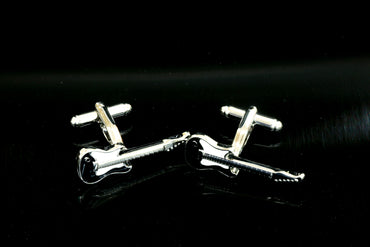 Black and White Guitars Mens Stainless Steel Square Cufflinks for Shirt with Box - Hand Crafted Perfect Gift