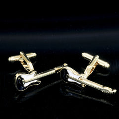 Men's Stainless Steel Gold Guitars Cufflinks with Box - Amedeo Exclusive