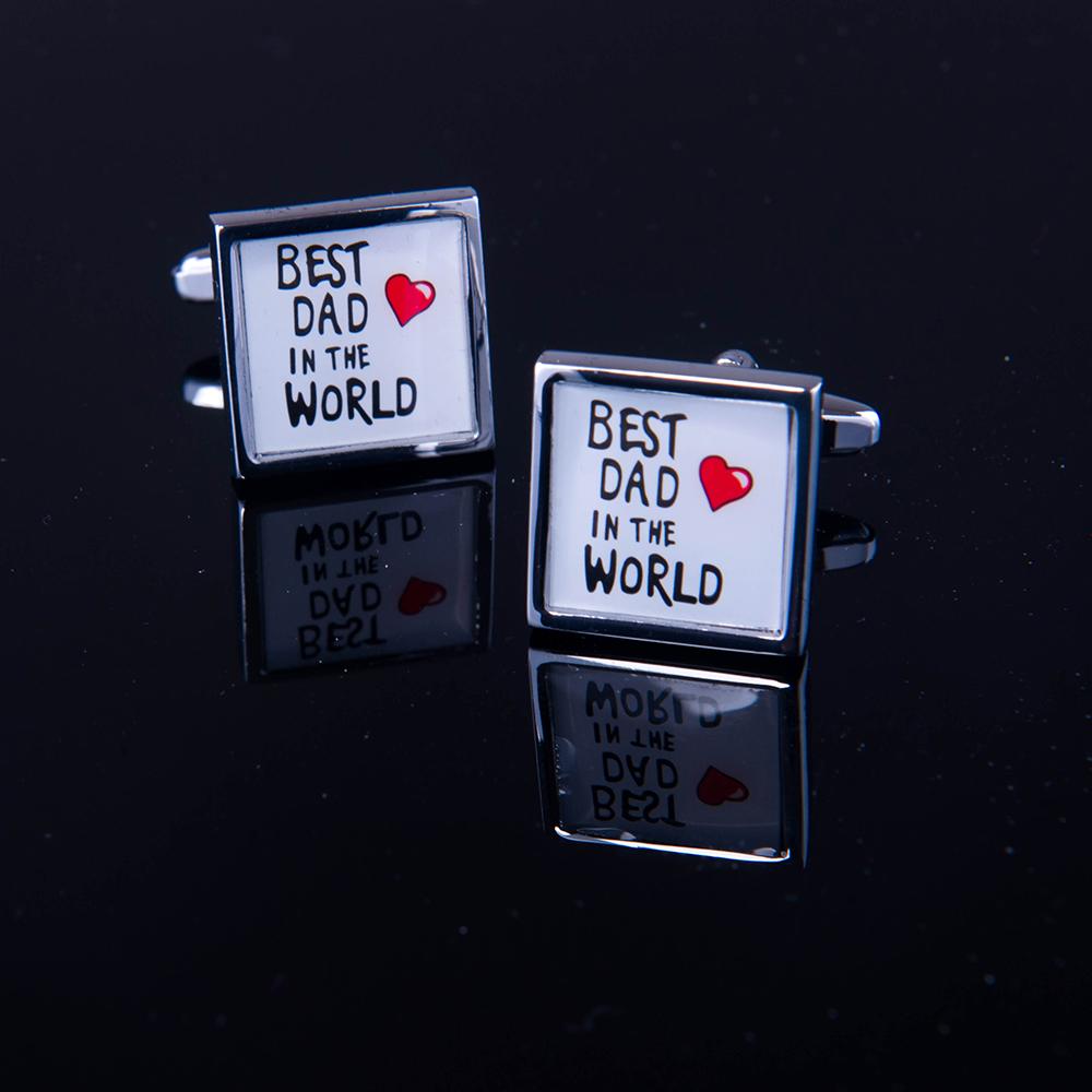 Men's Stainless Steel Square Best Dad Cufflinks with Box - Amedeo Exclusive
