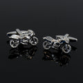 Men's Stainless Steel Silver Motorbikes Cufflinks with Box - Amedeo Exclusive