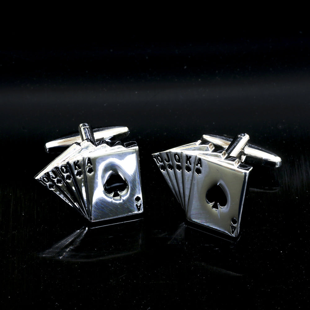 Men's Stainless Steel Cards Cufflinks with Box - Amedeo Exclusive