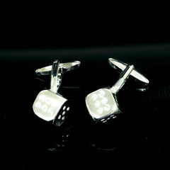 Men's Stainless Steel Flashy Dice Cufflinks with Box - Amedeo Exclusive