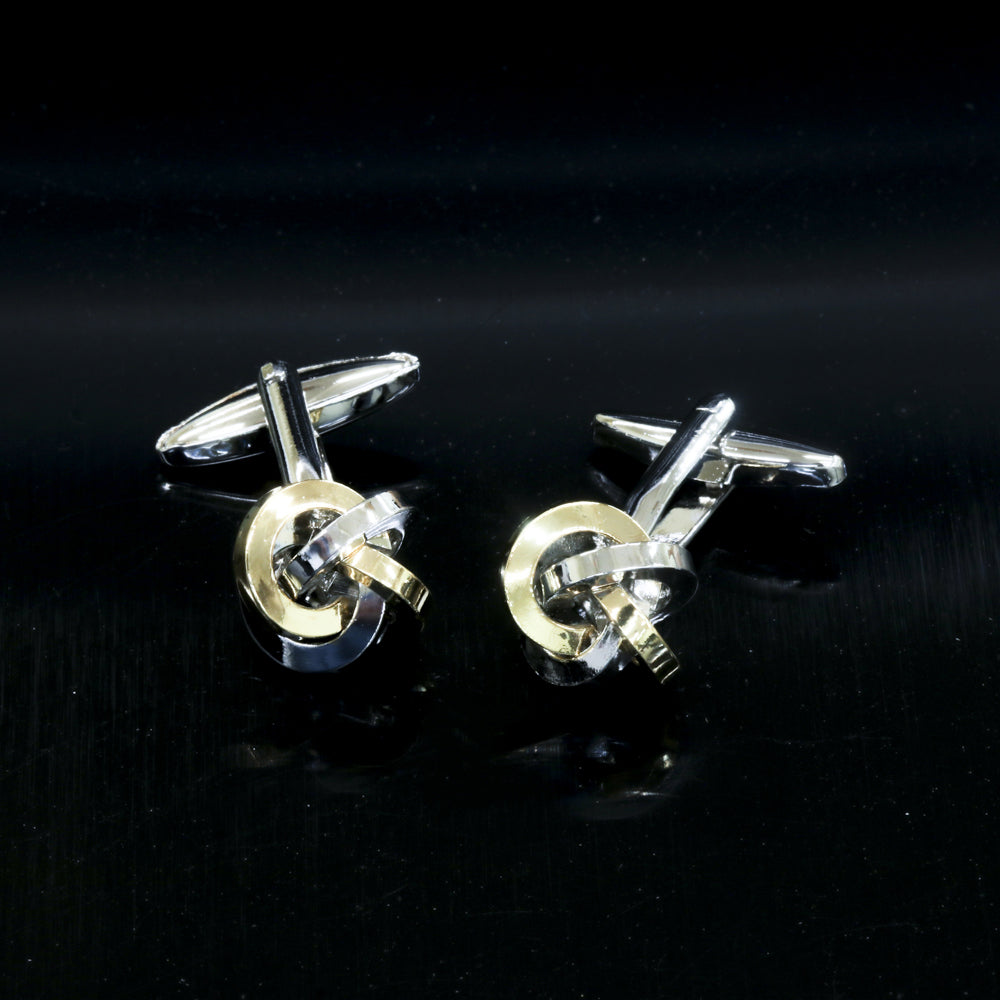 Men's Stainless Steel Gold & Black Knots Cufflinks with Box - Amedeo Exclusive