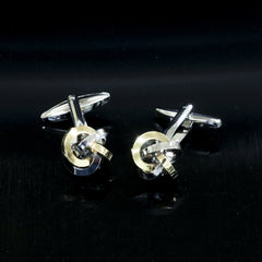 Men's Stainless Steel Gold & Black Knots Cufflinks with Box - Amedeo Exclusive