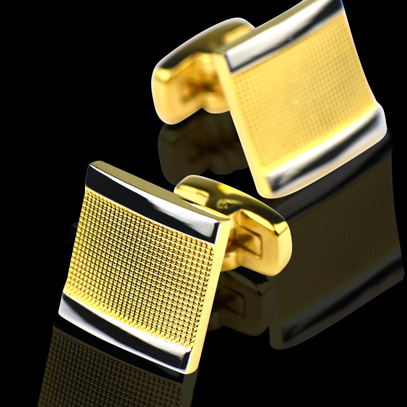 Men's Stainless Steel Gold Squares Cufflinks with Box - Amedeo Exclusive