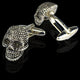 Men's Stainless Steel Silver Skulls Cufflinks with Box - Amedeo Exclusive