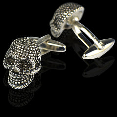 Men's Stainless Steel Silver Skulls Cufflinks with Box - Amedeo Exclusive