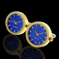 Men's Stainless Steel Round Functioning Clocks Cufflinks with Box - Amedeo Exclusive