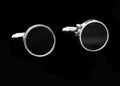 Silver Black Circles Mens Stainless Steel Square Cufflinks for Shirt with Box - Hand Crafted Perfect Gift