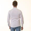White inside Black Printed Double Cuff Shirt Mens Slim Fit Designer French Cuff Shirt - tailored Cotton Shirts for Work and Casual Wear