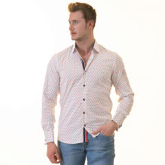 White Blue & Red Anchor Mens Slim Fit Designer French Cuff Shirt