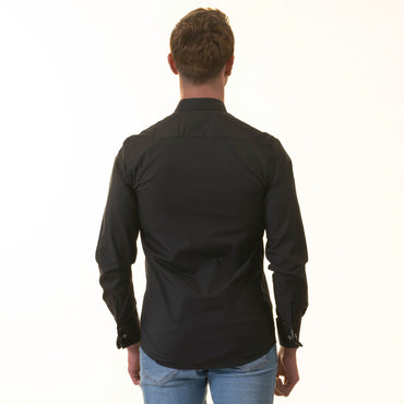 Black insideCheckered Mens Slim Fit Designer French Cuff Shirt