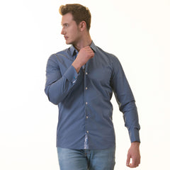 Blue inside Paisley Mens Slim Fit Designer French Cuff Shirt