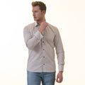 White Polka Dot Printed  Mens Slim Fit Designer French Cuff Shirt
