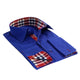Blue Red Black Mens Slim Fit French Cuff Shirts with Cufflink Holes - Casual and Formal