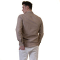Brown White Mens Slim Fit French Cuff Shirts with Cufflink Holes - Casual and Formal