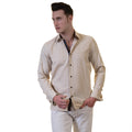 Off White Mens Slim Fit French Cuff Shirts with Cufflink Holes - Casual and Formal