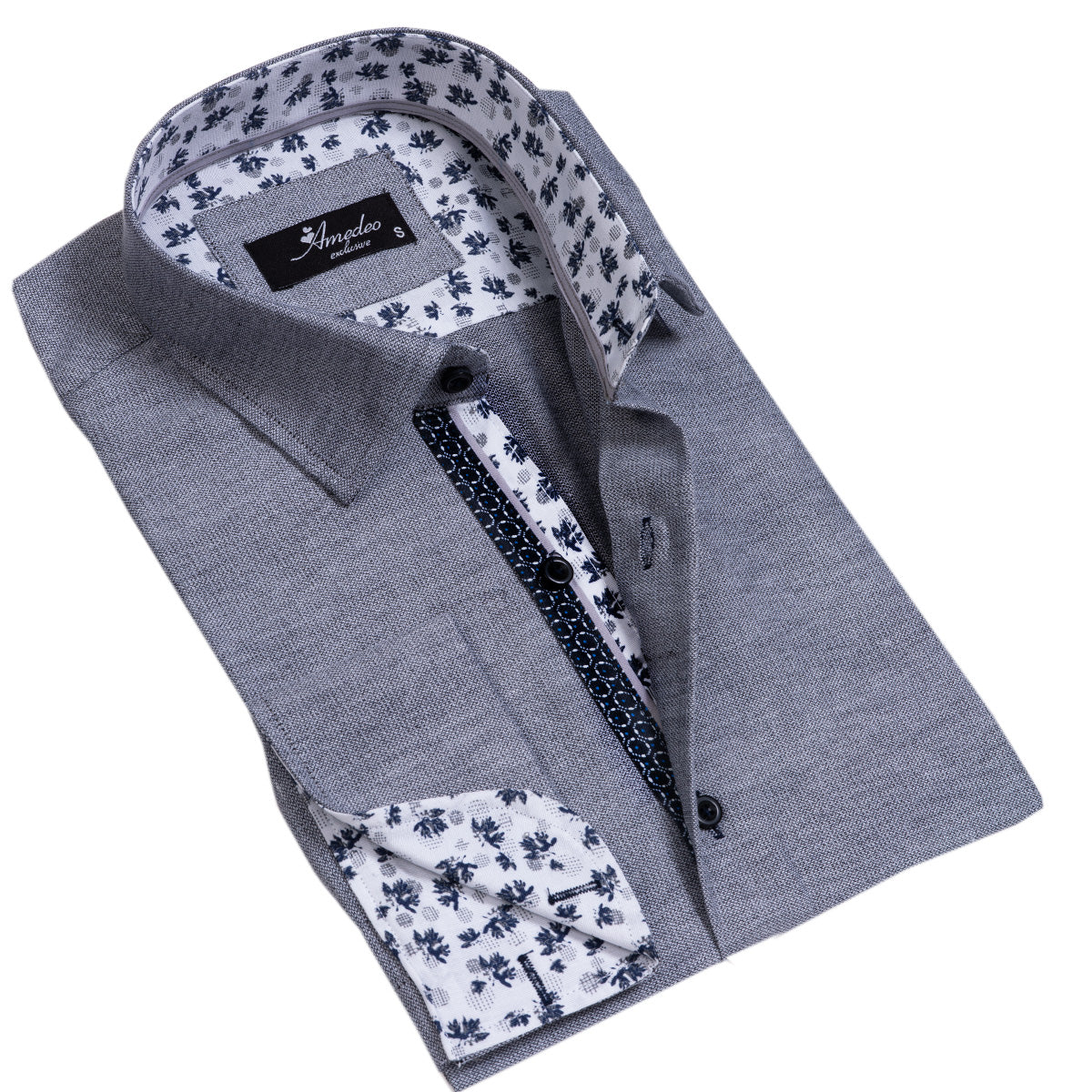 Mens Slim Fit French Cuff Shirts with Cufflink Holes - Casual and Formal