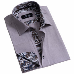 Light Purple Men's Slim Fit French Cuff Dress Shirts with Cufflink Holes - Casual and Formal - Amedeo Exclusive