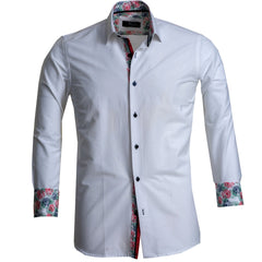 Solid White Mens Slim Fit Designer Dress Shirt - tailored Cotton Shirts for Work and Casual Wear - Amedeo Exclusive