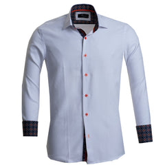 Textured White Mens Slim Fit Designer Dress Shirt - tailored Cotton Shirts for Work and Casual Wear - Amedeo Exclusive