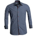 Denim Blue Mens Slim Fit French Cuff Dress Shirts with Cufflink Holes - Casual and Formal - Amedeo Exclusive