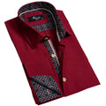 Solid Burgandy Mens Slim Fit French Cuff Dress Shirts with Cufflink Holes - Casual and Formal - Amedeo Exclusive