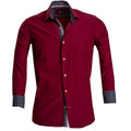 Solid Burgandy Mens Slim Fit French Cuff Dress Shirts with Cufflink Holes - Casual and Formal - Amedeo Exclusive