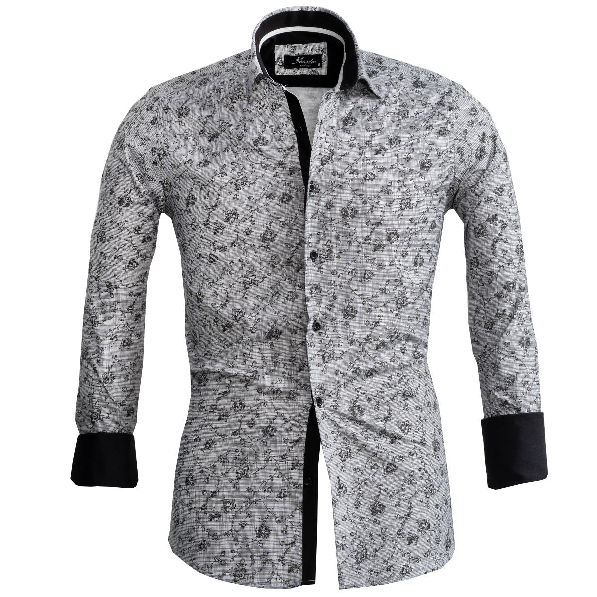 Light Blue Paisley Mens SliBlack and WhiteMens Slim Fit French Cuff Shirts with Cufflink Holes - Casual and Formalm Fit Designer French Cuff Shirt - Tailored Cotton Shirts For Work And Casual