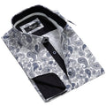 White Blue Paisley Mens Slim Fit Designer Dress Shirt - tailored Cotton Shirts for Work and Casual Wear - Amedeo Exclusive